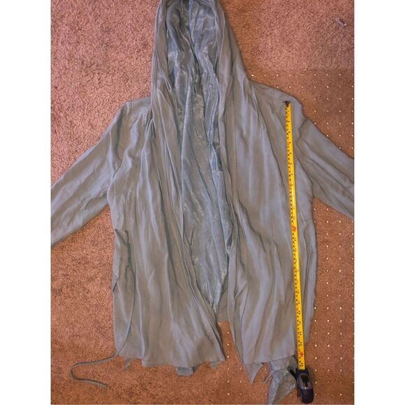 Milla Linen Cotton Open Hooded Light Blue Jacket, Size Medium - Picture 6 of 6